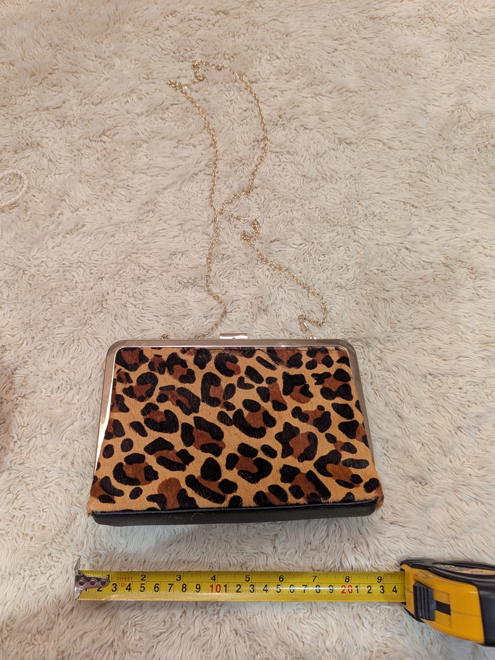 Leopard Print Chain-Handle Women's Clutch Bag